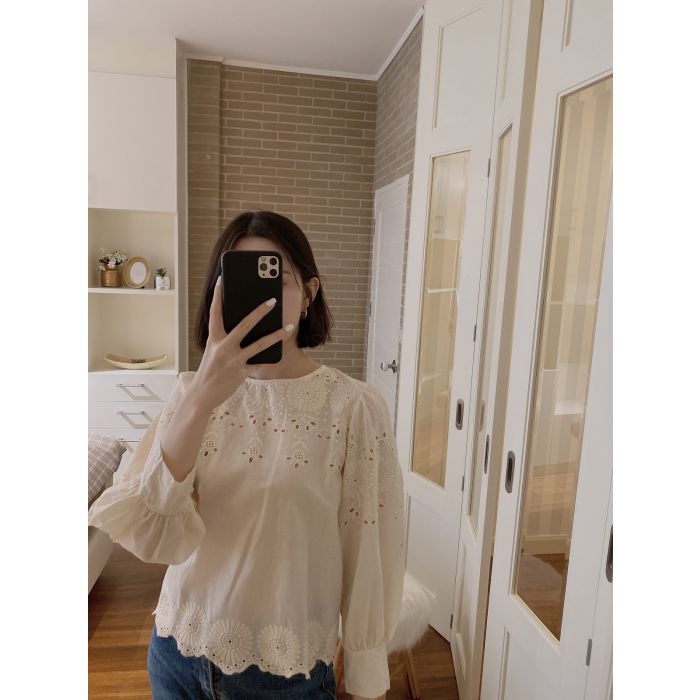 BREE COTTON LACE BLOUSE-CREAM