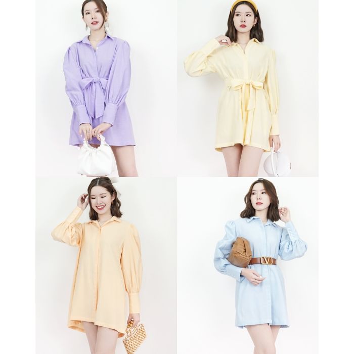 GRAZIA TIE WAIST LINEN SHIRT DRESS