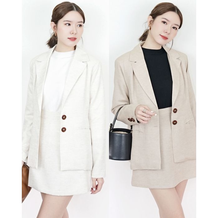 MILANO BLAZER & SKIRT LINEN SET