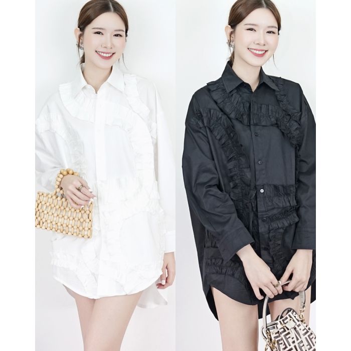 MAZE RUFFLE OVERSIZED SHIRT DRESS