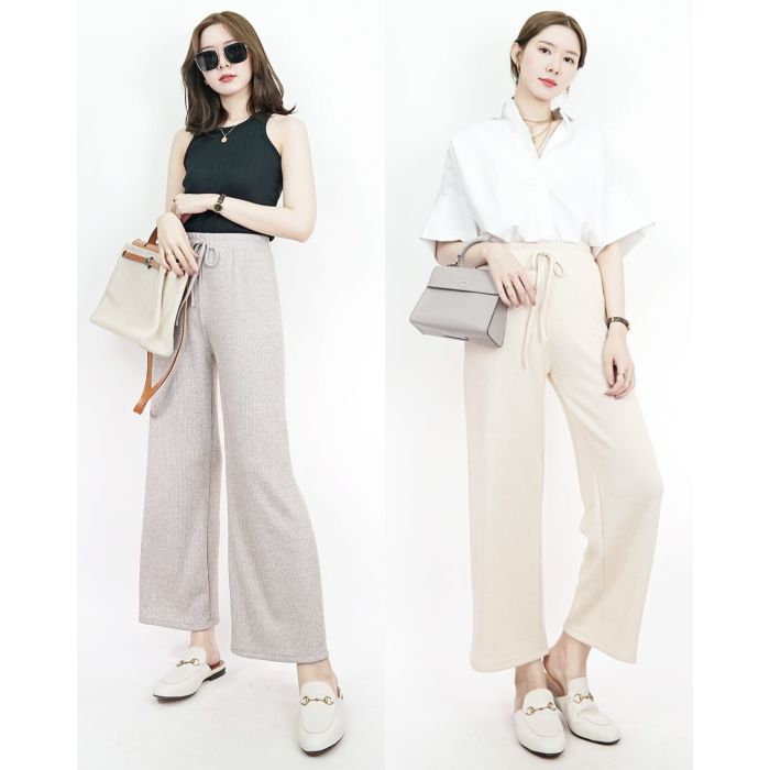 BASIC RIBBED KNIT PANTS