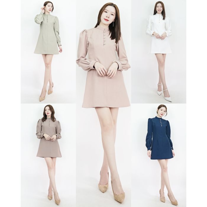 CATHEDRAL PEARL BUTTON LONG SLEEVE DRESS