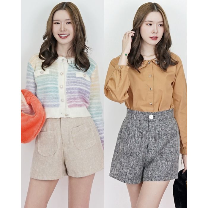 VALEN HIGH-WAIST TWEED SHORTS