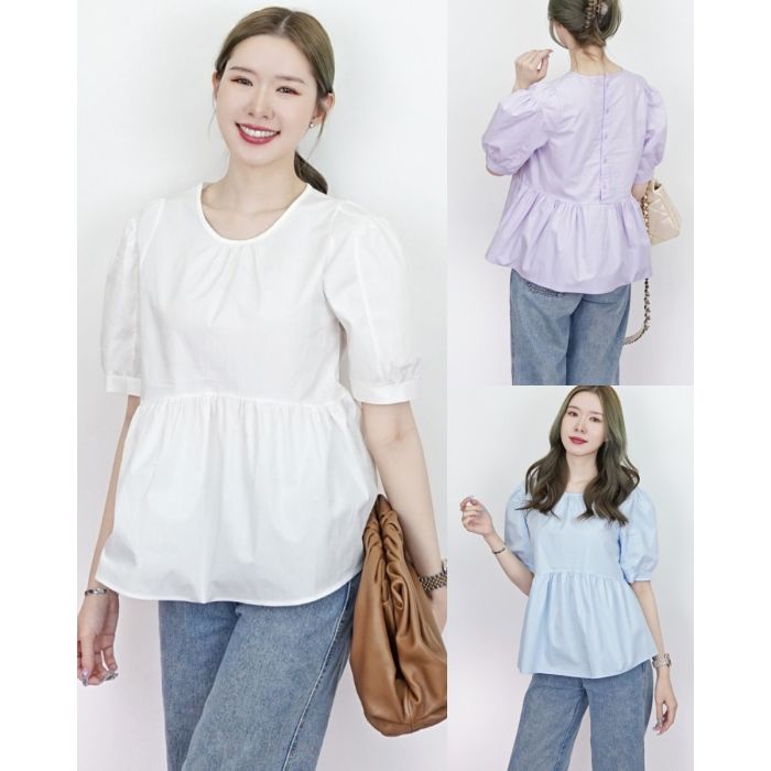 WISTA BUTTON BACK COTTON BLOUSE