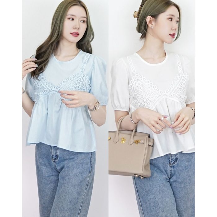 VENICE LACE SINGLET COTTON BLOUSE