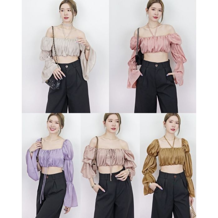 SUNDAZE MARBLE SATIN BOW CROP TOP