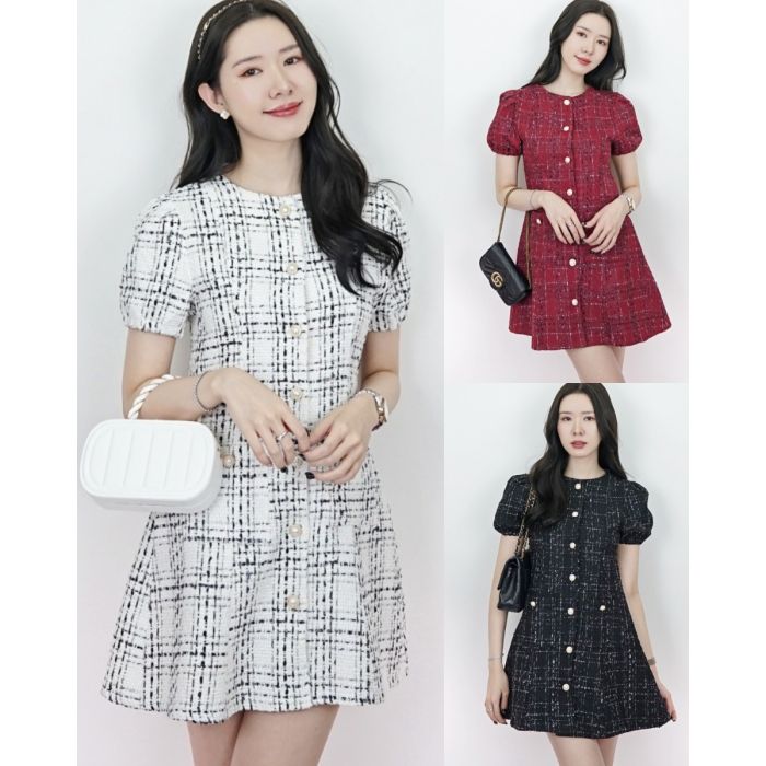 TINKLE TWEED SHORT SLEEVE DRESS