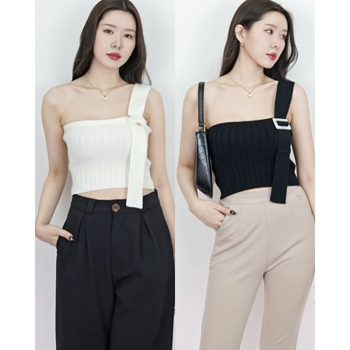 TENDER KNIT ONE SHOULDER SINGET TOP