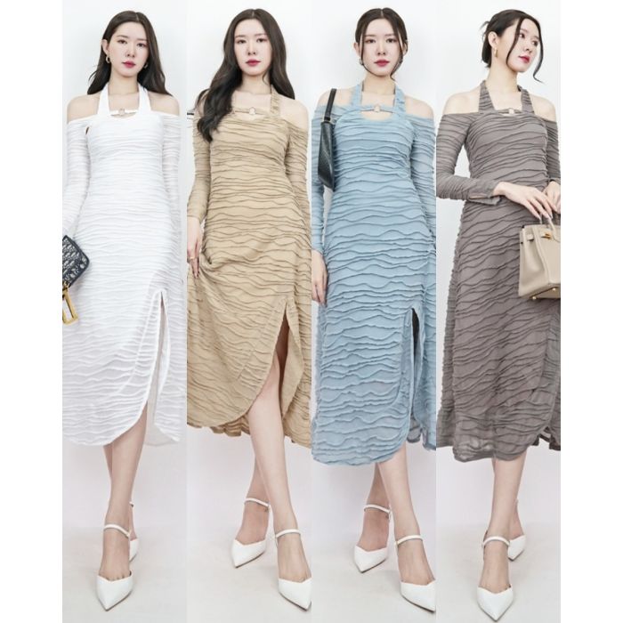 SNOW WAVE HOOP JERSEY MIDI DRESS