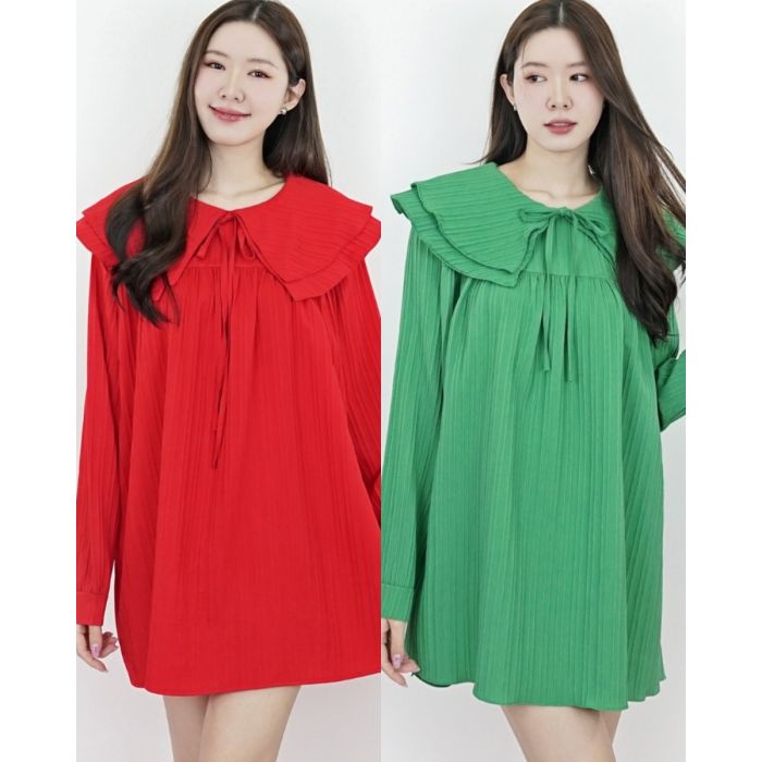 MERRY BOW COLLAR OVERSIZED DRESS