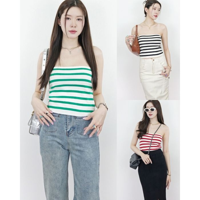 INTENSE STRIPED KNIT TUBE TOP