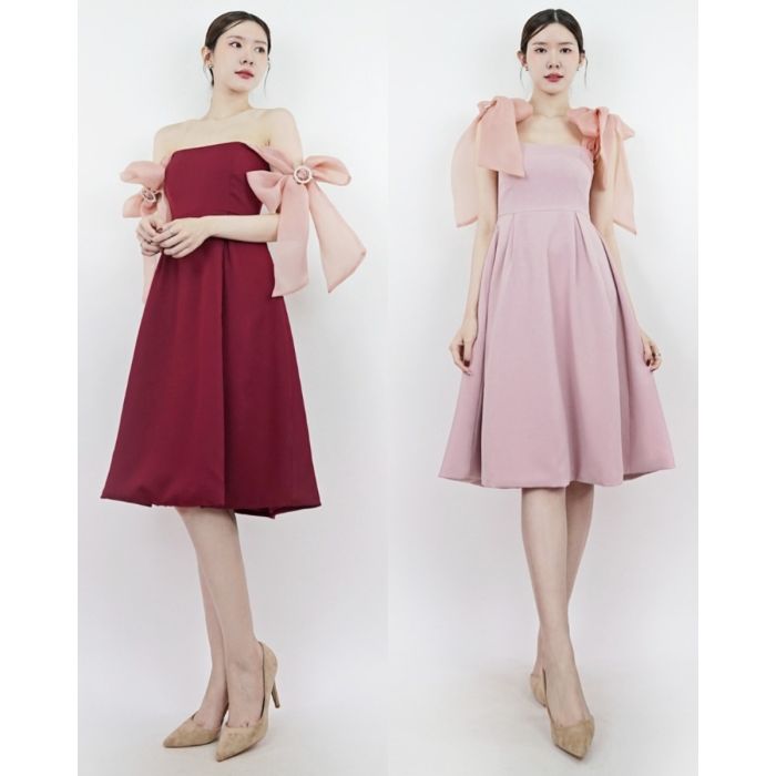 SYRAH ORGANDY BOW SHOULDER DRESS