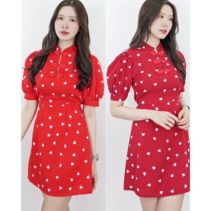 LUNAR HEART PRINT DOLL SLEEVE DRESS