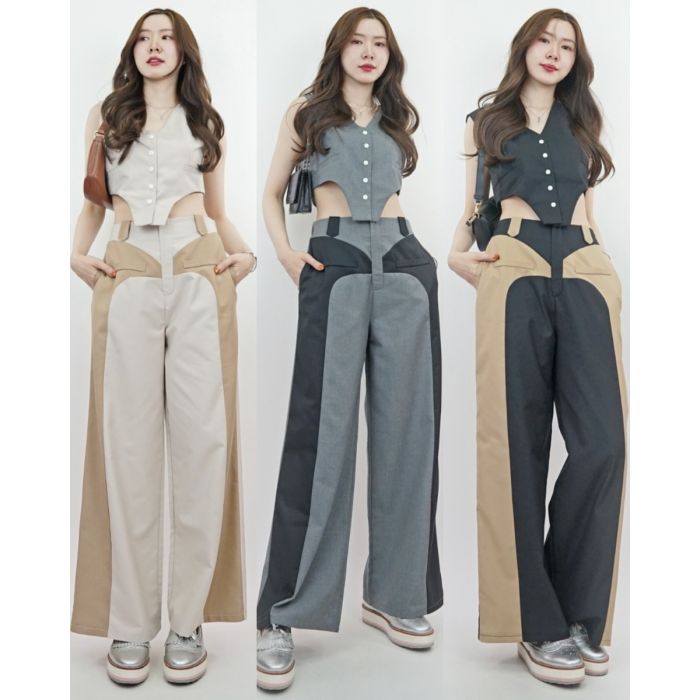 GALLERIA TWO TONE VEST & PANTS SET