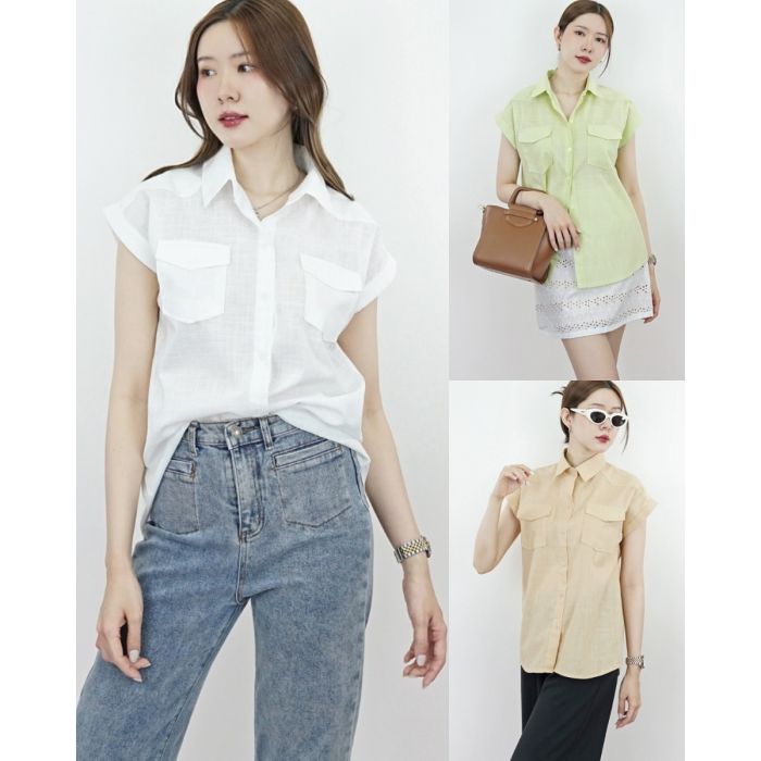 GEMMA LINEN CAP SLEEVE SHIRT