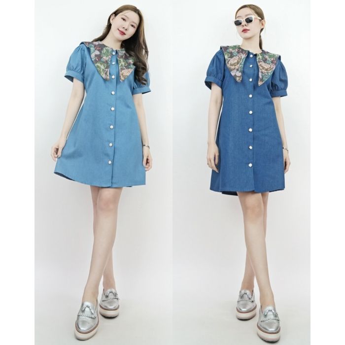 VINTAGE ROSE COLLAR DENIM DRESS