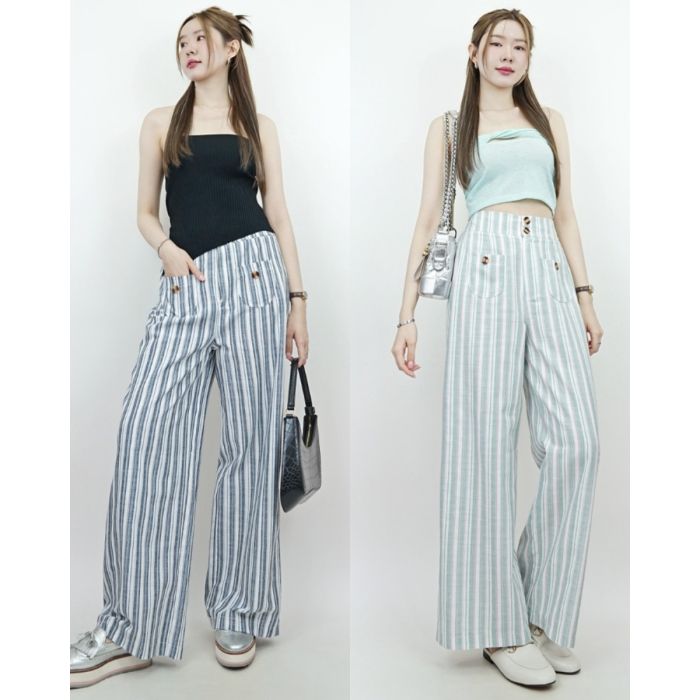 CORSICA STRIPE LINEN PANTS