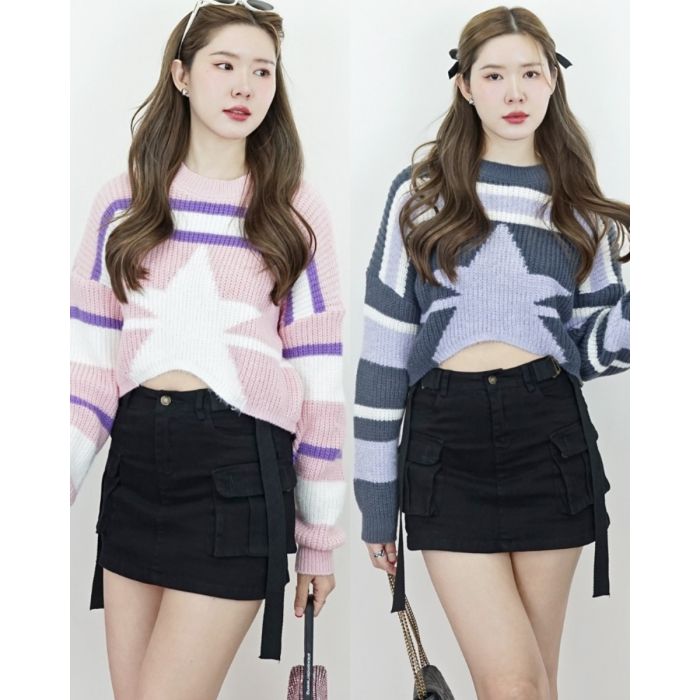 STAR KNIT CROP SWEATER