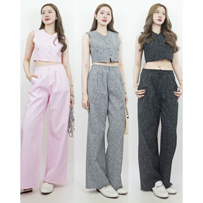 FONDUE TWEED SLEEVELESS TOP & PANTS SET