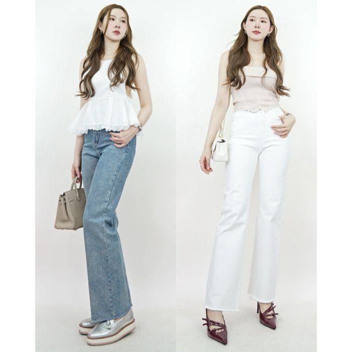 SCULPTED FULL-LENGTH DENIM PANTS