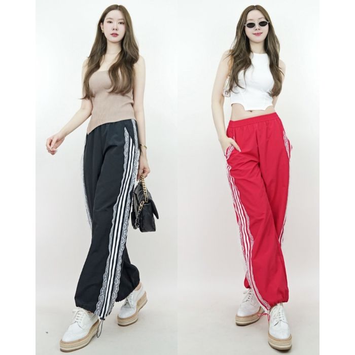 LACE RIBBON TRACK PANTS