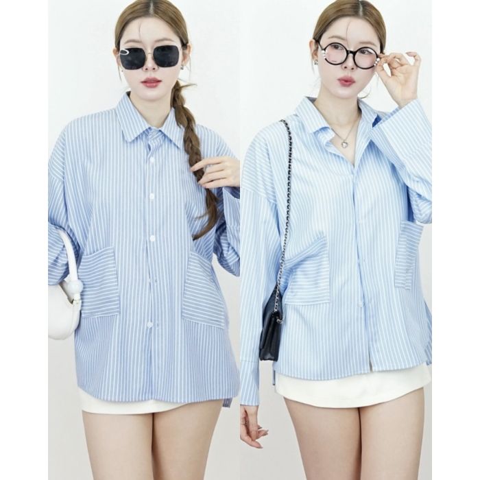 STRIPE POCKET OVERSIZED SHIRT