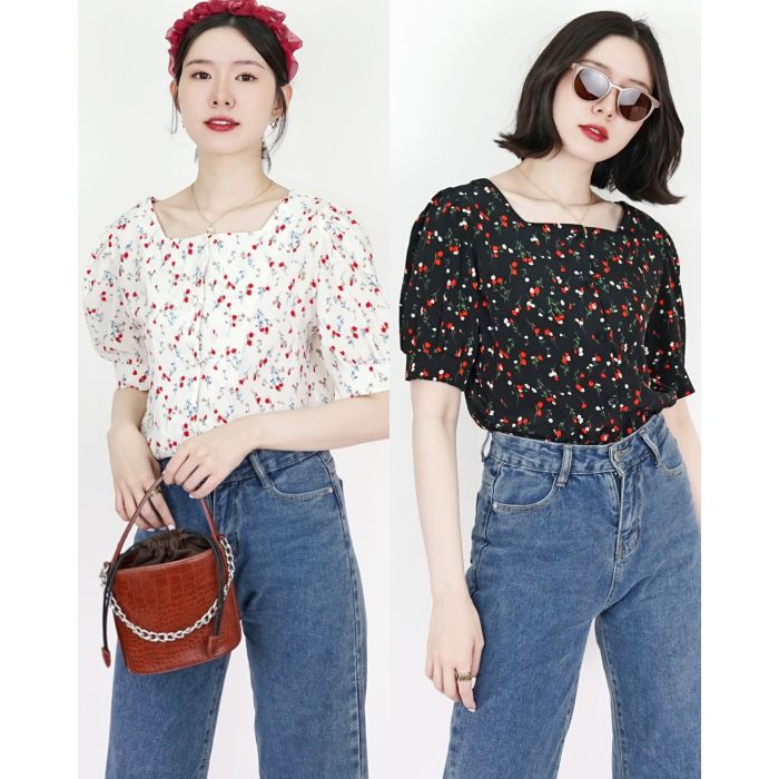 POPPY FLORAL CHIFFON BLOUSE