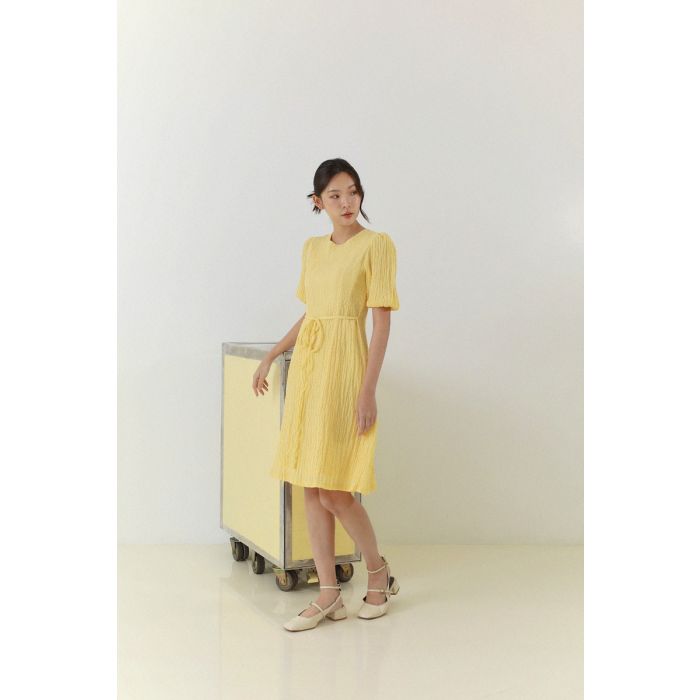 CRUNCHY TIE WAIST CHIFFON DRESS-YUZU-M