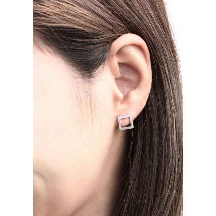 BRUSHED OPEN SQUARE EARRINGS