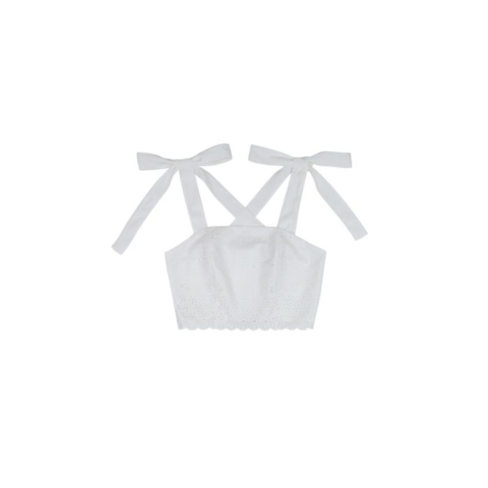 ECLAIR LACE BOW SINGET TOP-IVY WHITE-XS