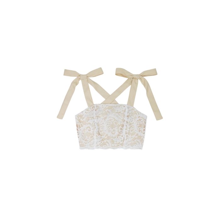 ECLAIR LACE BOW SINGET TOP-LACE BEIGE-XS