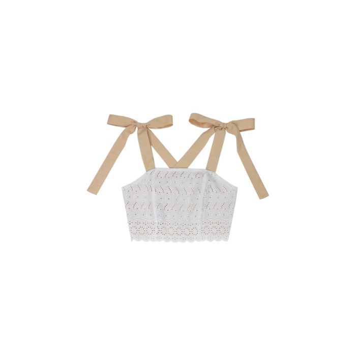 ECLAIR LACE BOW SINGET TOP-SWEET PEA BEIGE-XS