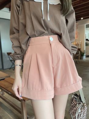 SMOOTH HIGH WAIST SHORTS-PEACH-S