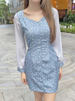 KAREN FLORAL CHIFFON SLEEVE DRESS