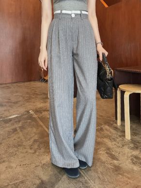 BELGRAVIA PINSTRIPE PANTS-GREY-L