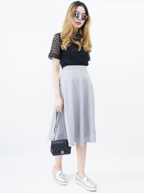 SPECIAL OFFER * CORDUROY CIRCLE SKIRT-GREY-XL