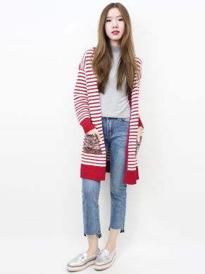 SPECIAL OFFER * SHIVER LONG KNIT CARDIGAN-RED