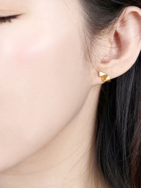 GEOCRINKLE SILVER STUD EARRINGS-GOLD