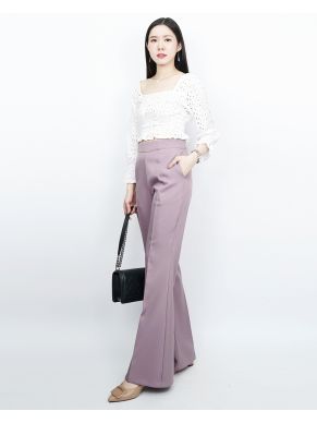 NIRA BASIC FLARE PANTS-GRAPE-M