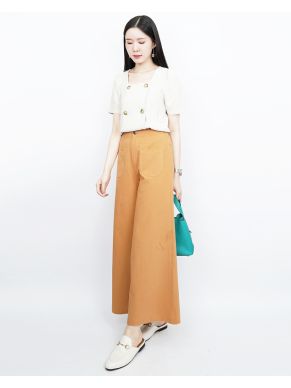 GRACIE WIDE LEG LINEN PANTS-TAN