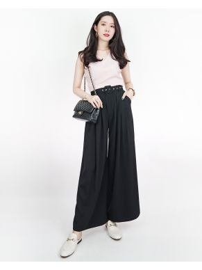 GRACE BELTED PALAZZO PANTS-BLACK-S