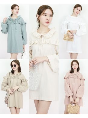 PROVENCE RUFFLE LINEN DRESS