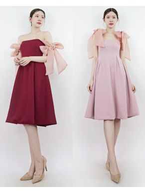 SYRAH ORGANDY BOW SHOULDER DRESS