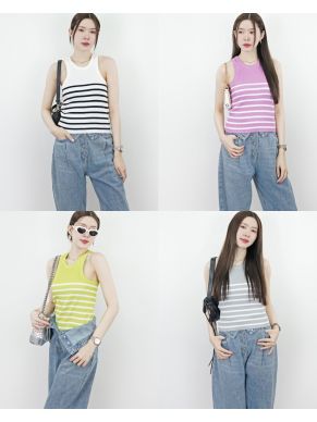 EMMIE STRIPE SLEEVELESS KNIT TOP