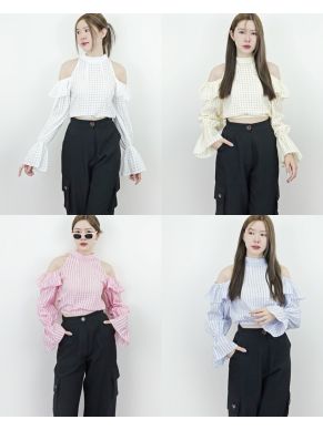 GLAZED DONUT BOW CROPPED BLOUSE