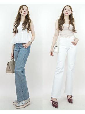 SCULPTED FULL-LENGTH DENIM PANTS