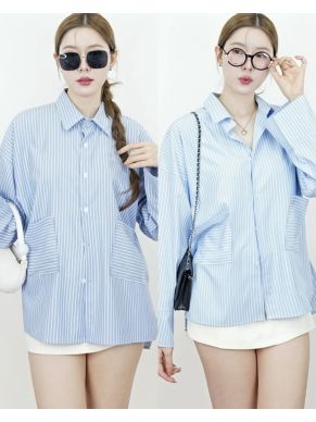 STRIPE POCKET OVERSIZED SHIRT