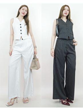 MARTINI PINSTRIPE BELTED VEST & PANTS SET