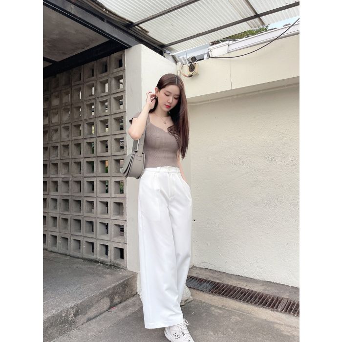 SPECIAL OFFER * SYMPHONY BASIC STRAIGHT PANTS-WHITE-M