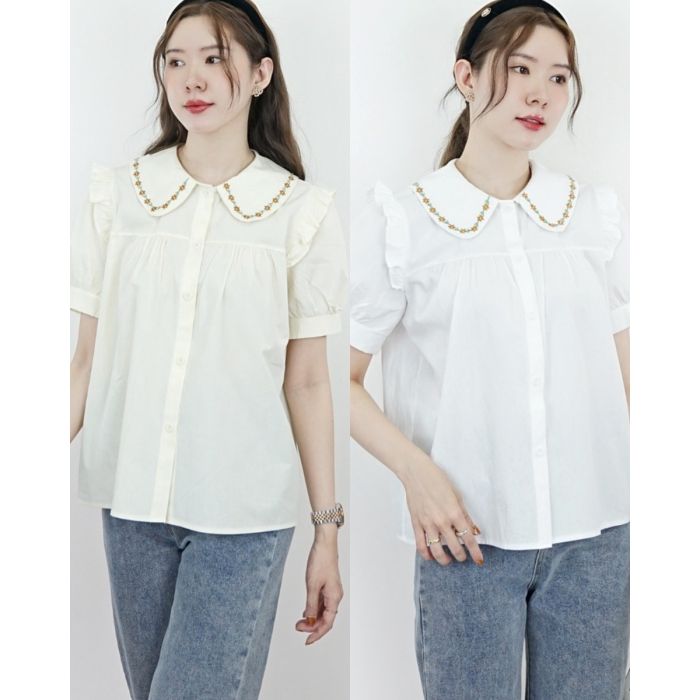 SPRING EMBROIDERED COTTON BLOUSE
